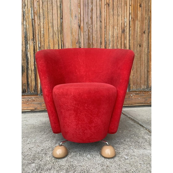Image 1 of Mid Century roter Sessel mit besonderen Beinen