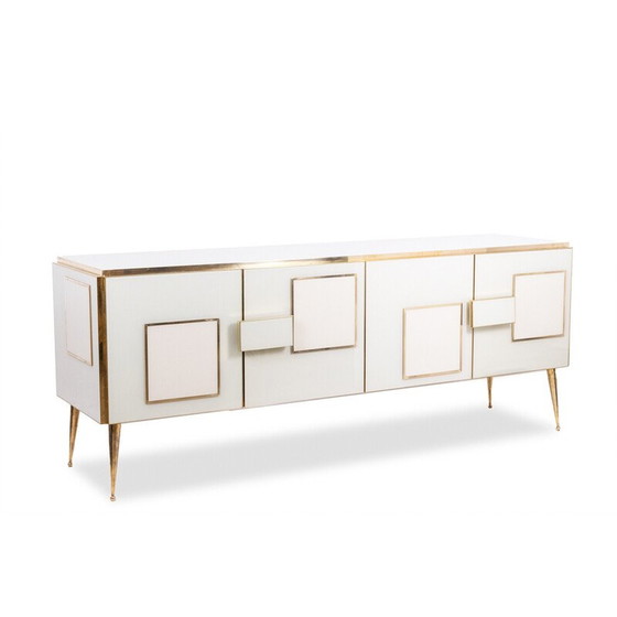 Image 1 of Geometrisches Sideboard aus Glas und vergoldetem Messing, Italien