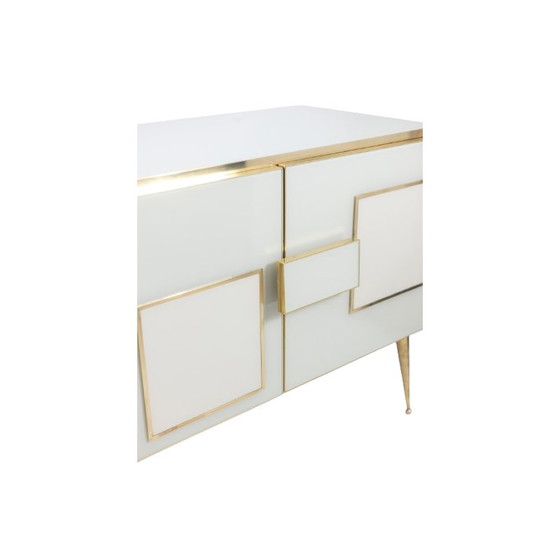 Image 1 of Geometrisches Sideboard aus Glas und vergoldetem Messing, Italien