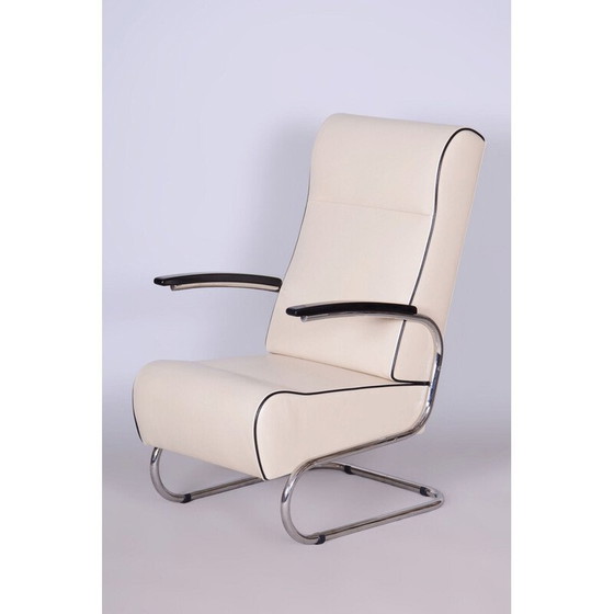 Image 1 of Alter Bauhaus-Sessel aus Chromstahl und Buche für Mücke-Melder, Tschechoslowakei 1930