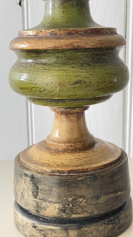 Image 1 of Vintage Lampe Aus Holz Gedrechselter Chic Vergoldet
