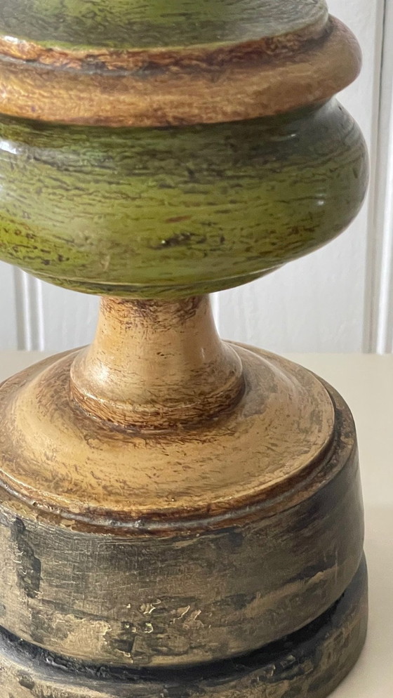 Image 1 of Vintage Lampe Aus Holz Gedrechselter Chic Vergoldet