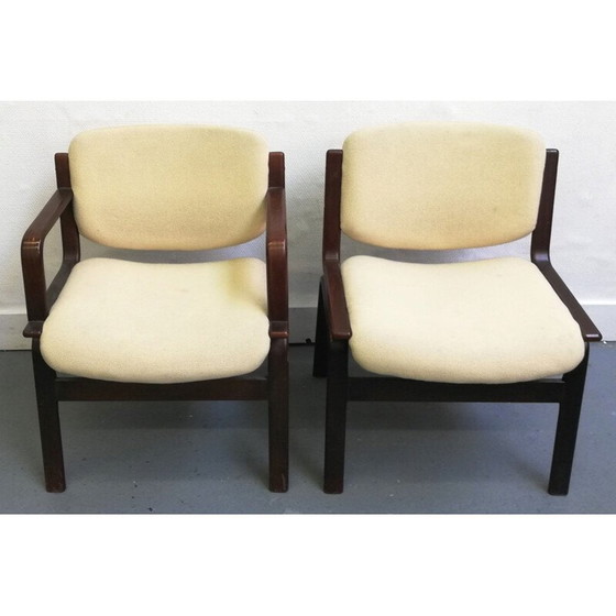 Image 1 of Paar skandinavische Vintage-Sessel aus Holz und Wolle