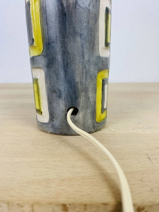 Image 1 of Keramiklampe 50er Jahre, Lampenschirm aus Wolle