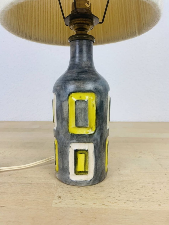 Image 1 of Keramiklampe 50er Jahre, Lampenschirm aus Wolle