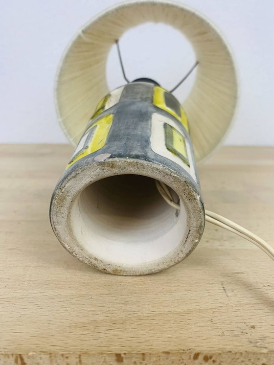 Image 1 of Keramiklampe 50er Jahre, Lampenschirm aus Wolle
