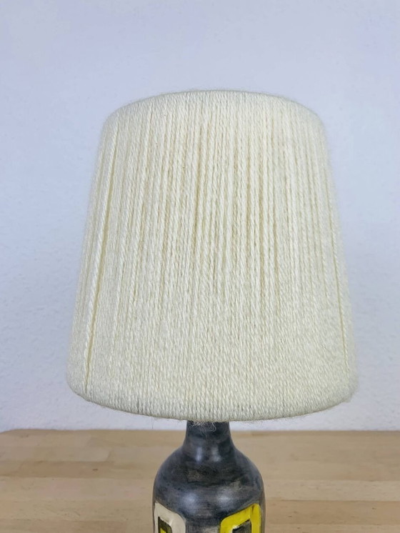 Image 1 of Keramiklampe 50er Jahre, Lampenschirm aus Wolle