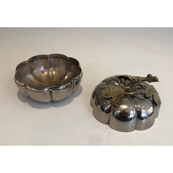 Image 1 of Kürbis-Eiskübel aus versilbertem Metall und Messing, Frankreich 1970