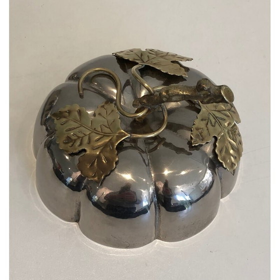 Image 1 of Kürbis-Eiskübel aus versilbertem Metall und Messing, Frankreich 1970