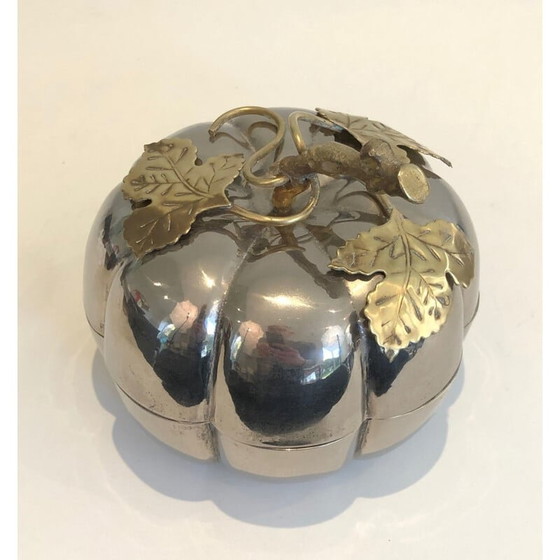 Image 1 of Kürbis-Eiskübel aus versilbertem Metall und Messing, Frankreich 1970