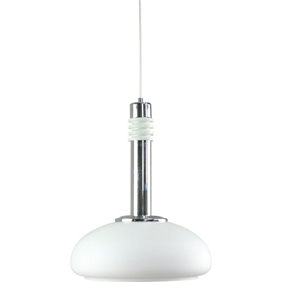 Image 1 of Vintage-Hängeleuchte aus Chromstahl und Opalglas, Dänemark 1960