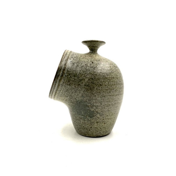 Image 1 of Vase aus organischer grüner Keramik, Frankreich 1960er Jahre