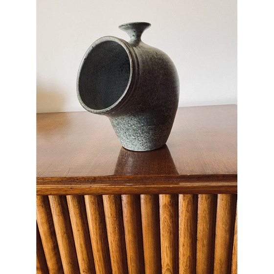 Image 1 of Vase aus organischer grüner Keramik, Frankreich 1960er Jahre