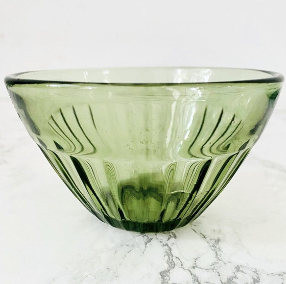 Image 1 of Art deco Creme Set Grünes Glas Andries Kopierer