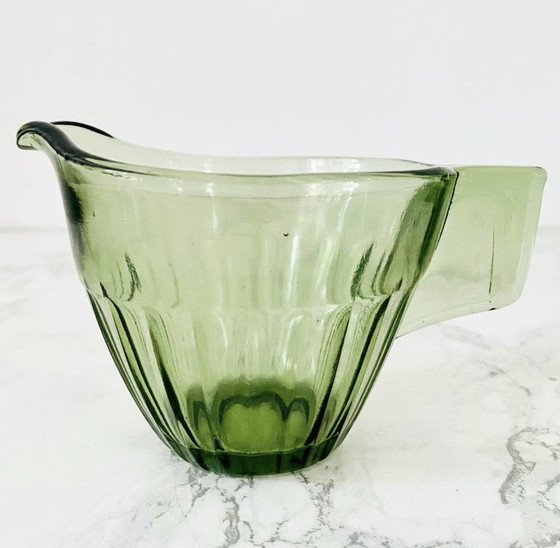 Image 1 of Art deco Creme Set Grünes Glas Andries Kopierer