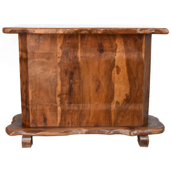 Image 1 of Vintage Bar Brutaliste freie Form in Olivenbaum 1970