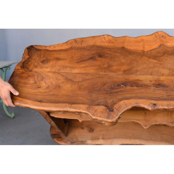 Image 1 of Vintage Bar Brutaliste freie Form in Olivenbaum 1970