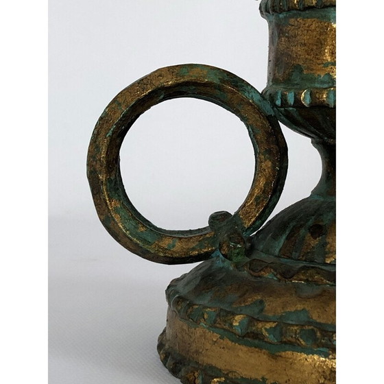 Image 1 of Vintage Brutalist Eisen und Glas Tischlampe von Poliarte Italienisch 1970s