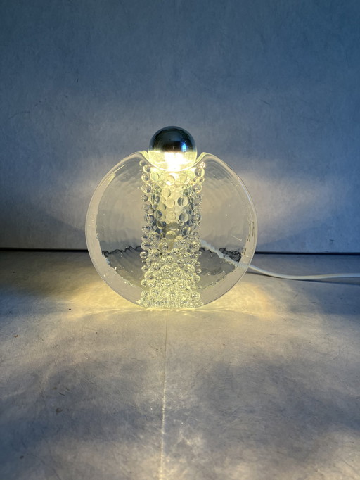 Design-Glastischlampe mit Kopfspiegelleuchte