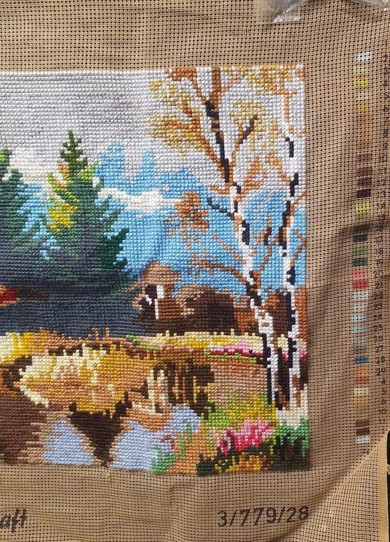 Image 1 of 2092 Kreuzstich-Stickerei mit Landschaft und Enten