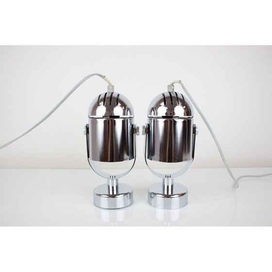 Image 1 of Paar alte Metallleuchten von Stanislav Indra, Tschechoslowakei 1970