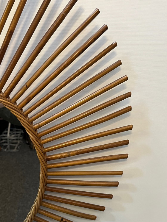 Image 1 of Französischer Vintage Spiegel aus Bambus & Rattan