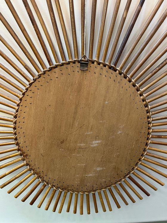 Image 1 of Französischer Vintage Spiegel aus Bambus & Rattan