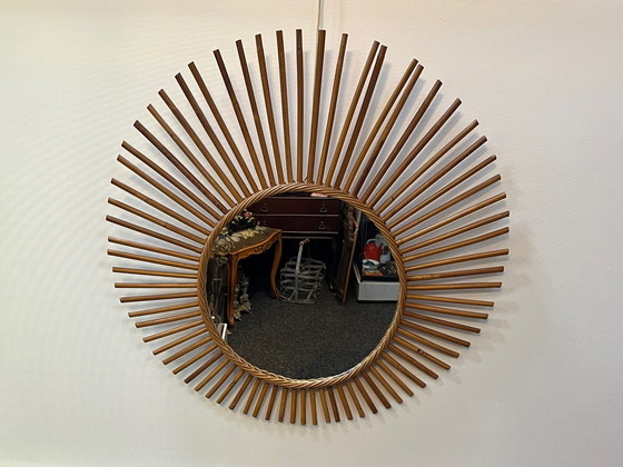 Image 1 of Französischer Vintage Spiegel aus Bambus & Rattan
