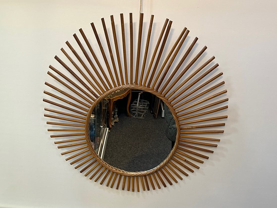 Image 1 of Französischer Vintage Spiegel aus Bambus & Rattan