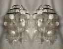 Set mit 2 italienischen Capiz-Wandlampen aus Chromkristall