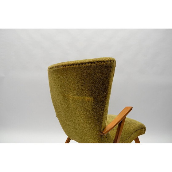 Image 1 of Vintage Ohrensessel aus Holz und Stoff, Italien 1950