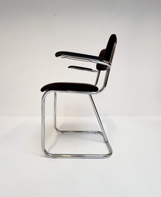 Image 1 of Satz Metall Design Stühle im Gispen Stil (4), 1970'S