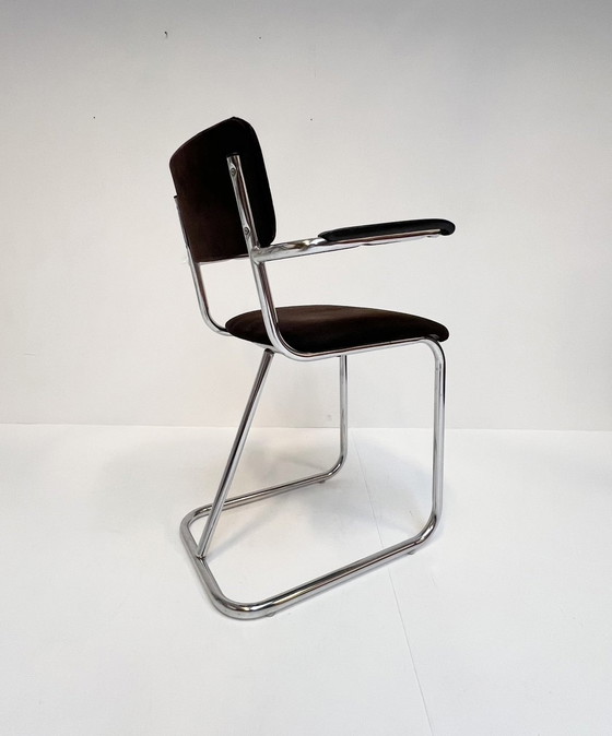 Image 1 of Satz Metall Design Stühle im Gispen Stil (4), 1970'S