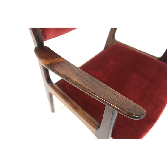 Image 1 of Set aus 4 Vintage Palisander- und Samtstühlen von Henning Kjaernulf für Sorø Stolefabrik, Dänemark 1960