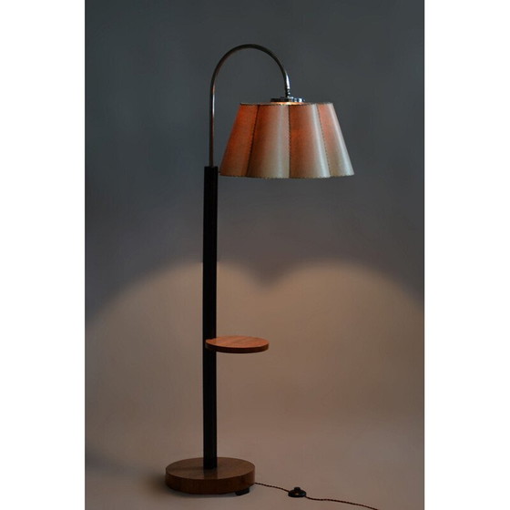 Image 1 of Vintage Art Deco Stehlampe aus Nussbaum und Eiche von Jindrich Halabala für Up Zavody, Tschechoslowakei 1930