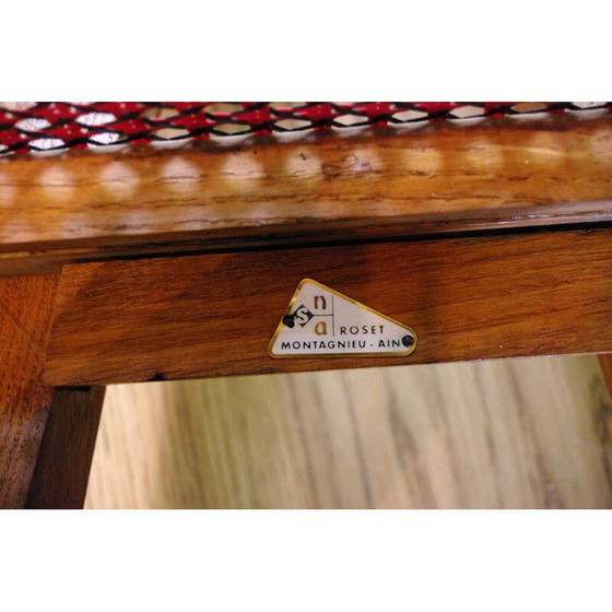 Image 1 of Vintage-Stuhl aus Buche und rot-schwarzem Rohr von Pierre Cruège für Roset, 1950