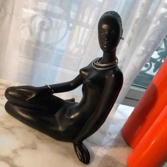 Image 1 of Große afrikanistische Skulptur - Vintage-Keramik - Marc Henri - 1950