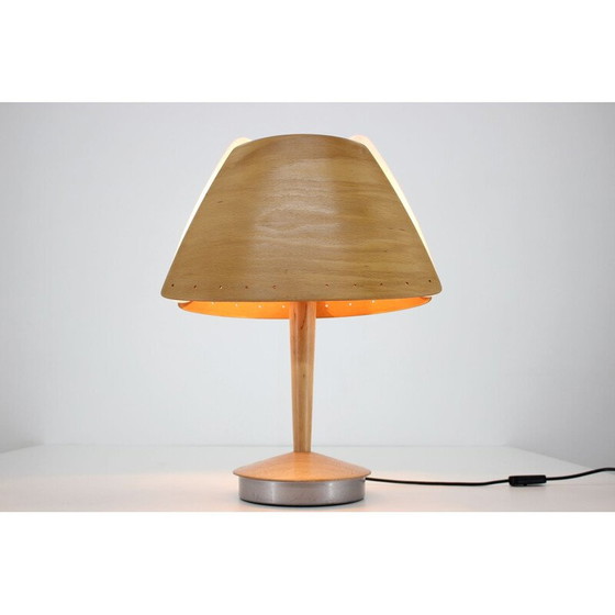 Image 1 of Vintage Tischlampe aus Holz von Lucid, Französisch 1970