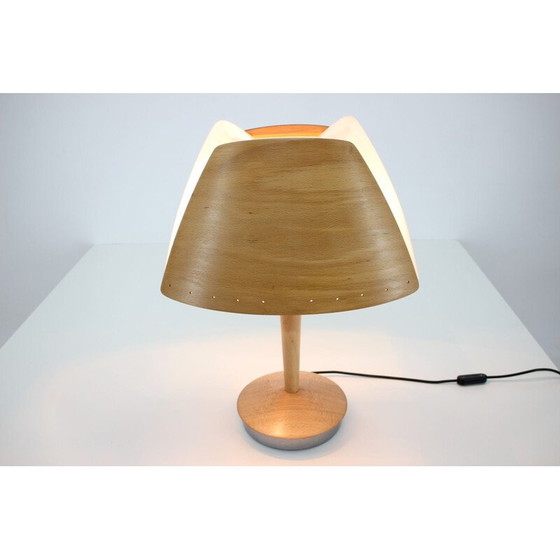 Image 1 of Vintage Tischlampe aus Holz von Lucid, Französisch 1970