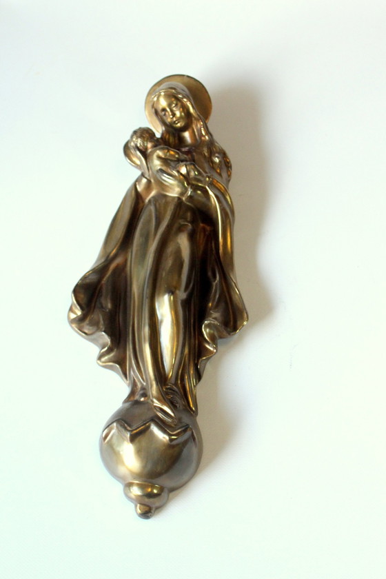 Image 1 of Messing-Skulptur Mutter Gottes Mit Kind