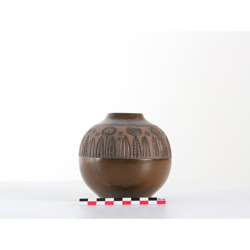 Runde Vase mit Blumenfries von Goran Andersson für Upsala Ekeby, 1960