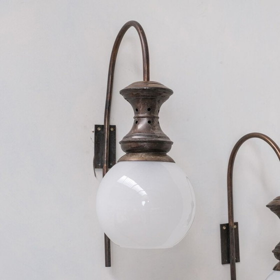 Image 1 of Ein Paar italienische Glaswandlampen aus der Mitte des Jahrhunderts, 1960er Jahre