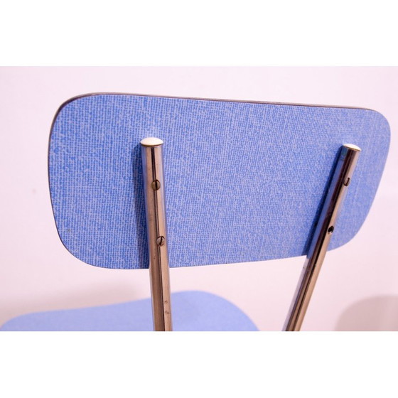 Image 1 of Satz von 4 Kaffeehausstühlen aus farbigem Formica und Chromstahl, Tschechoslowakei 1960