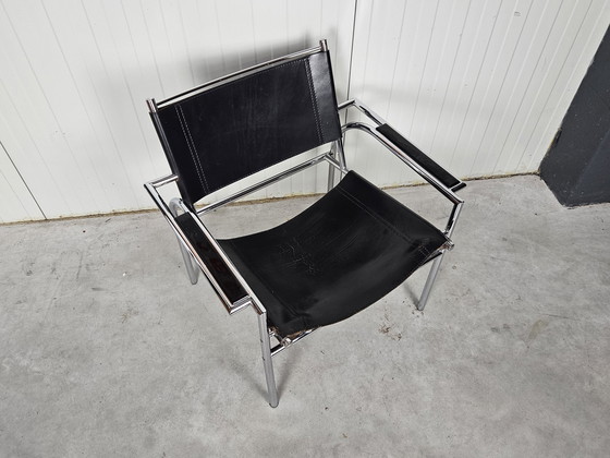 Image 1 of Vintage Stuhl Leder Gerard Vollenbrock