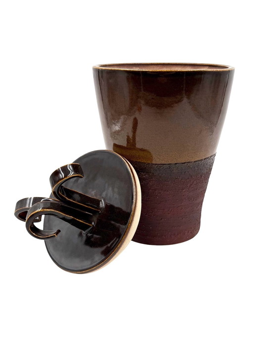 Image 1 of Mid-Century Modern Style Braune künstlerische Keramikvase, Gabriele Bucci Italien ca. 2000s