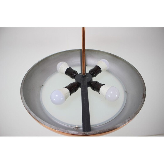 Image 1 of Vintage Bauhaus Metall Pendelleuchte Funktionalismus UFO von Josef Hurka für Napako, Tschechoslowakei 1940