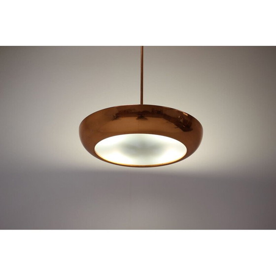 Image 1 of Vintage Bauhaus Metall Pendelleuchte Funktionalismus UFO von Josef Hurka für Napako, Tschechoslowakei 1940