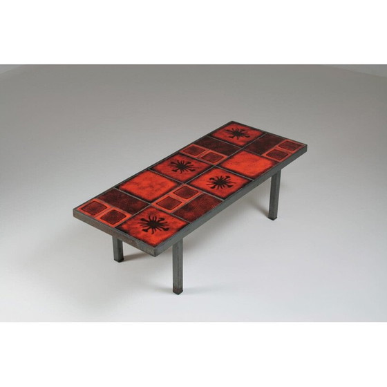 Image 1 of Vintage Couchtisch aus Keramik und Metall, Frankreich 1950