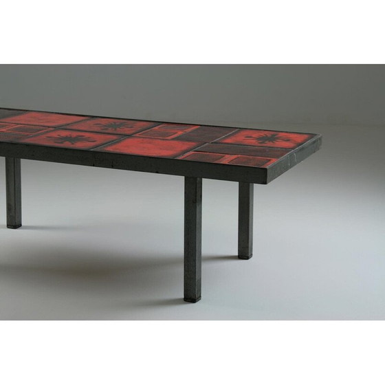 Image 1 of Vintage Couchtisch aus Keramik und Metall, Frankreich 1950