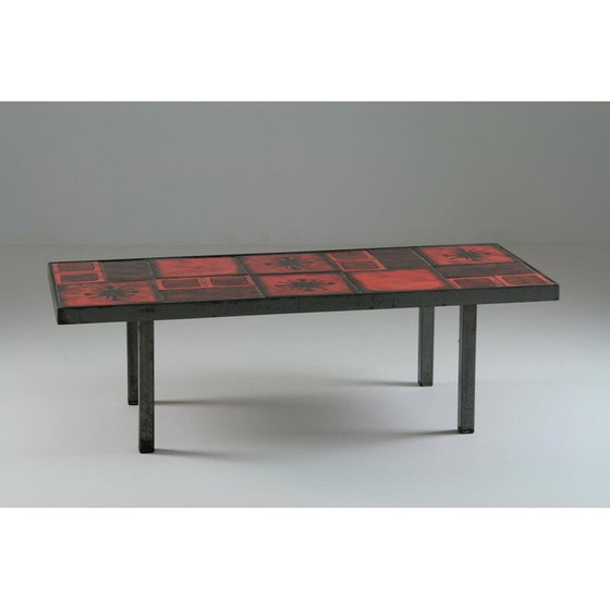 Image 1 of Vintage Couchtisch aus Keramik und Metall, Frankreich 1950